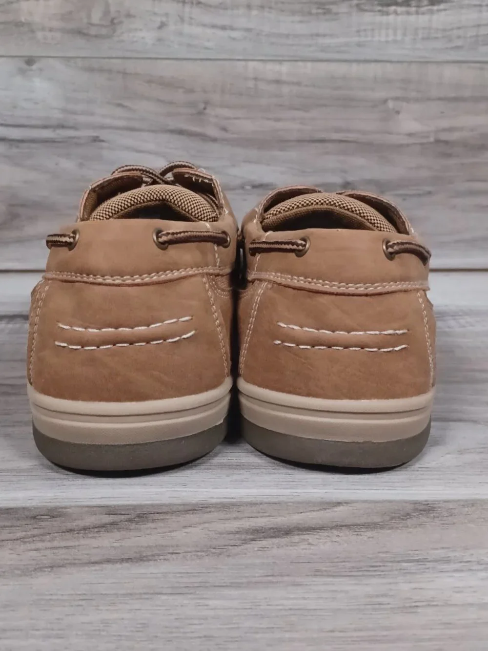 Tansmith Men's Size 9.5 Beige Faux Leather Boat Casual Comfort 357005